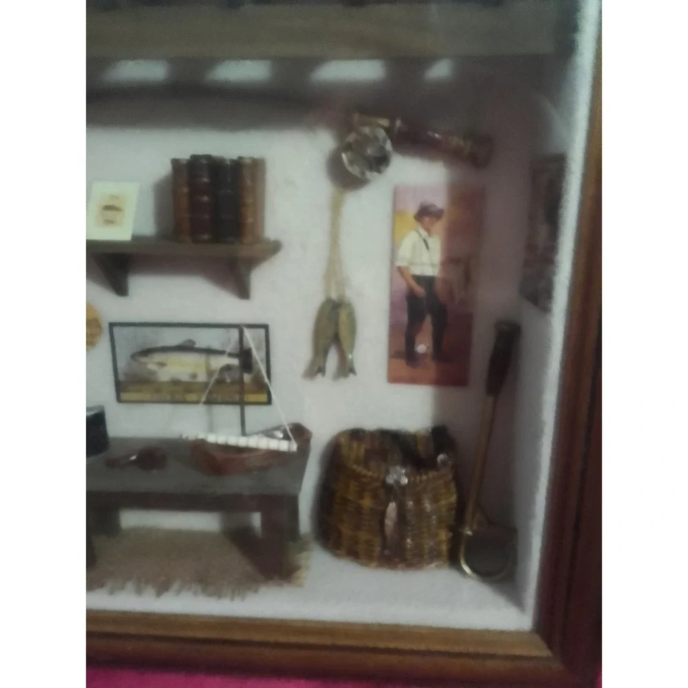 Minnesota Trout Fishing Shawdow Box Wood Framed Cabinet Demensions Are 15